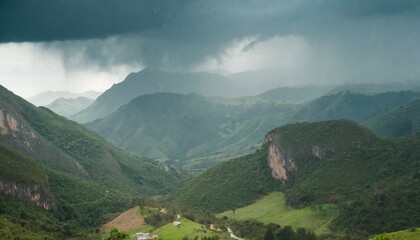 Fototapeta premium rain in the mountains, cloudy weather