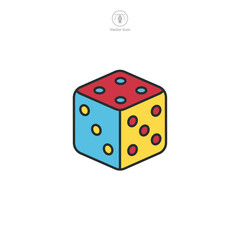 Dice cube, casino game. Icon symbol vector illustration isolated on white background