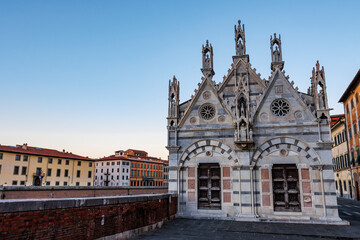 Exterior of the Santa Maria della Spina, a small church in the Italian city of Pisa, Tuscany,...
