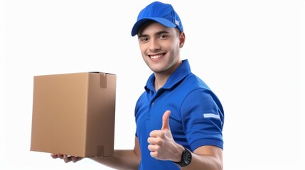 Friendly Delivery Man Giving Thumbs Up.
