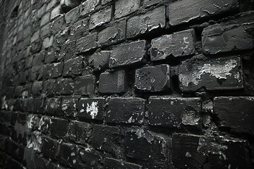 A photograph of a brick wall in black and white, high quality, high resolution