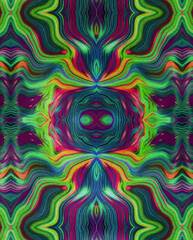 Conversational Piece - Vibrant psychedelic wavy pattern - This image features intense, multicolored wavy patterns creating a psychedelic effect reminiscent of the 1960s and 70s visual art styles.