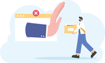 file rejected, disapproved, rejection by the client. a man was surprised because his report document was rejected by his boss. concept illustration design. graphic elements
