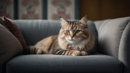 cat sitting on sofa
