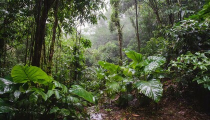 tropical forest during the rain