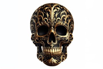 black and gold skull Isolated on white background