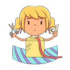 Child, wrapping, gift, birthday, holiday, packing, cute, girl