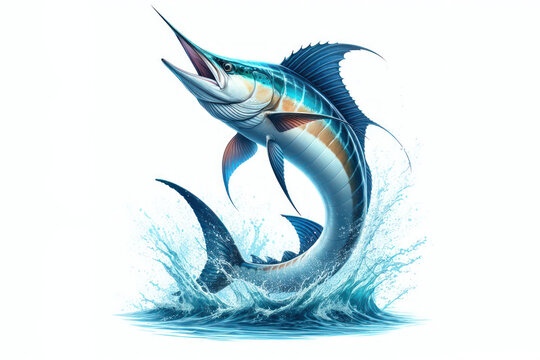 marlin jumping from the water Isolated on white background