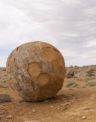 Stone balls in the Torysh valley in Aktau, western Kazakhstan. Concretions on the Ustyurt plateau in Aktau region.