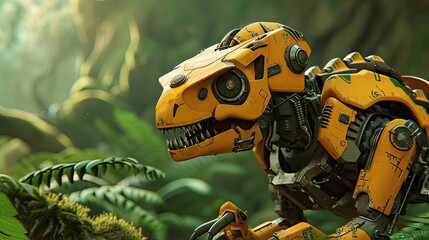 A dragon robot hunting in the jungle 