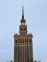 Obraz premium Photo of the Palace of Culture in Warsaw, Poland, urban architecture, high-rise building, landmark, building