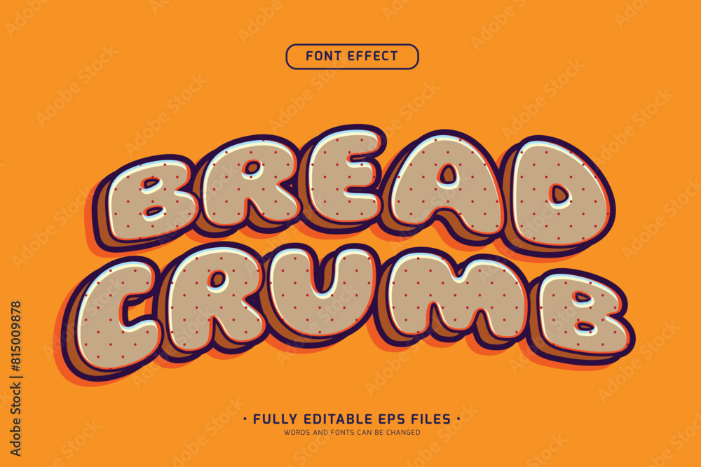 Poster 3d simple minimalist font style with bread crumb text editable text effect