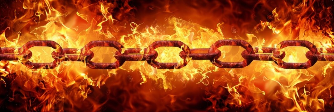 Fiery chains symbolize resilience in adversity, embodying strength in the face of challenges