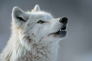 Close-up portrait of a white wolf (Canis lupus)