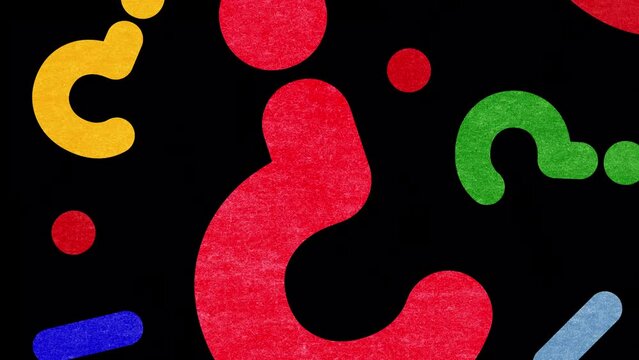 Question mark pattern background with texture 4K stop motion video. Colorful abstract loop animation. Animated backdrop for customer service, presentation, conversation, communication