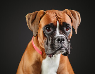 Fawn Boxer in Pink Collar