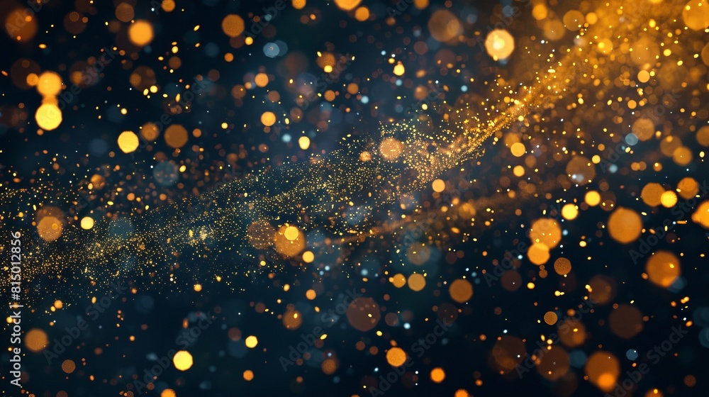 Aufkleber scattered golden particles against a dark backdrop create a festive background or design element.