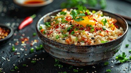 A food photo of a traditional Asian rice dish.