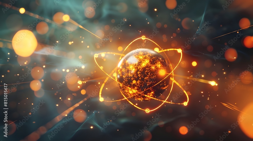Poster rendering of bromine atom with electron and industrial applications