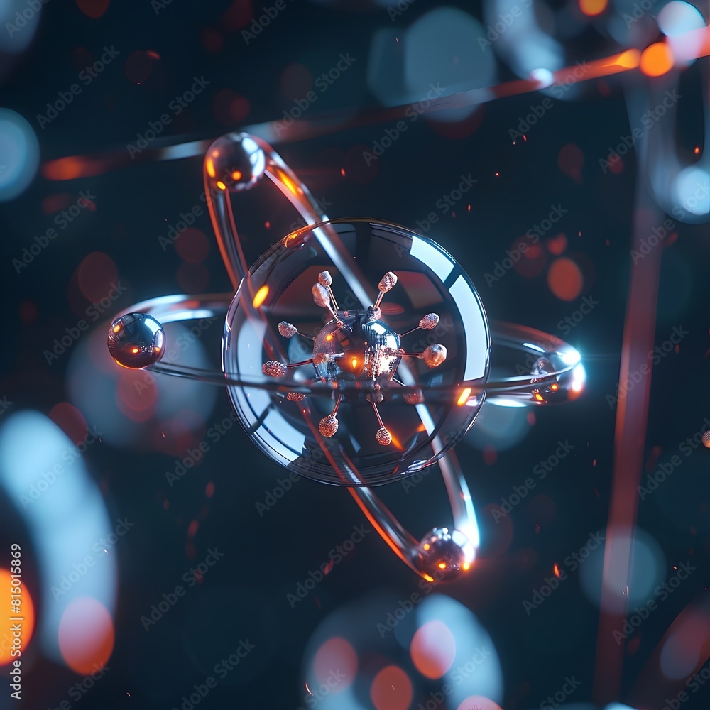 Poster radiant krypton atom visualization highlighting its unique properties and applications in lighting