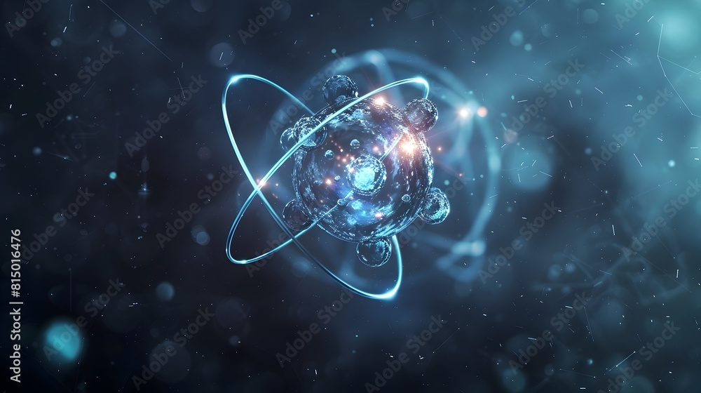 Poster representation of arsenic atom showcasing its electron and applications