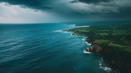 4K DCI 4096x2160p. View Over the seas in the remote coastal areas during a monsoon storm, this aerial video of the waters is not so calm and chaotic, filmed on high-quality cinema cameras.