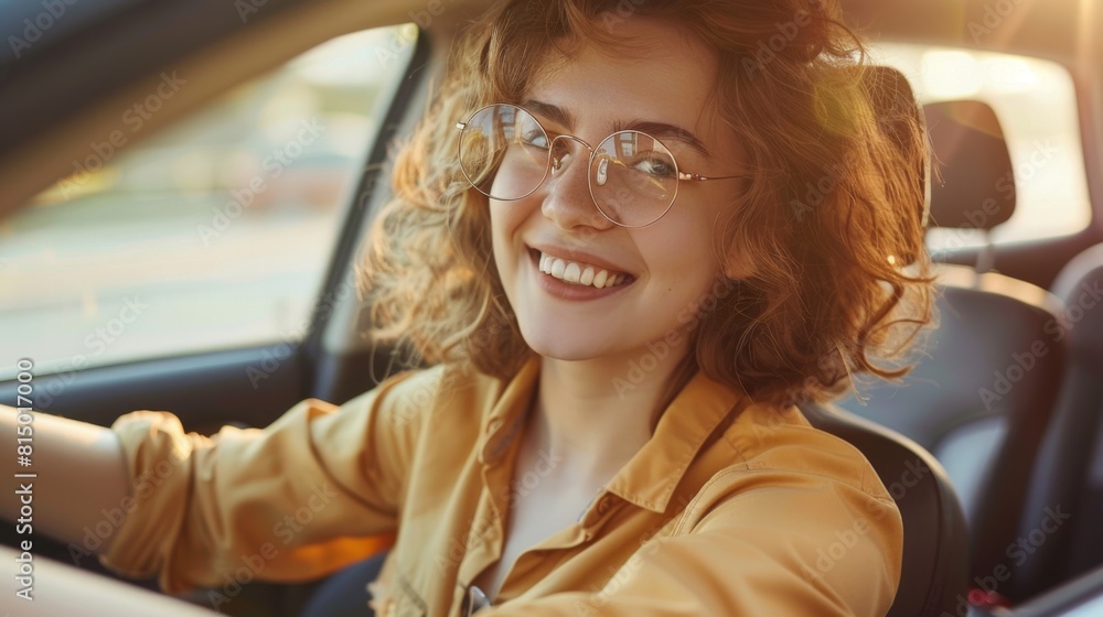 Poster A Joyful Woman Behind the Wheel