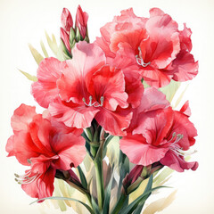 Watercolor Gladiolus Illustration, Generative Ai