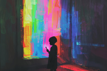 Digital Divide: Child Engrossed in Smartphone Indicating Accelerated Transition into Virtual Worlds