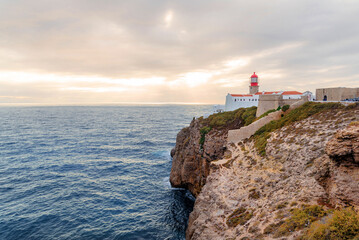 lighthouse on the high cliffs of Cape St. Vincent. The most southwestern point of mainland Europe....