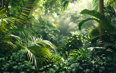 Dense tropical greenery with a variety of trees and underbrush.