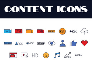 Content Creator Icons Set. Influencer Icon Illustration Vector. Social Media content vector.