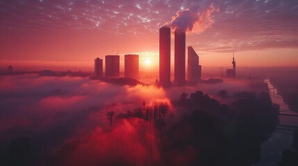 A geothermal power plant harnesses the Earth&#039;s heat to produce electricity. The concept of utilizing geothermal energy.