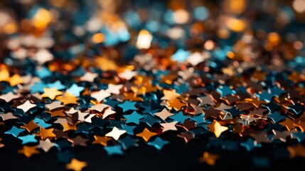 Fototapeta premium Shimmering Metallic Star Shapes on Dark Background