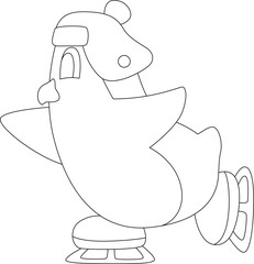 Penguin Ice skating Ice skates Winter sports Animal Vector Graphic Art Illustration