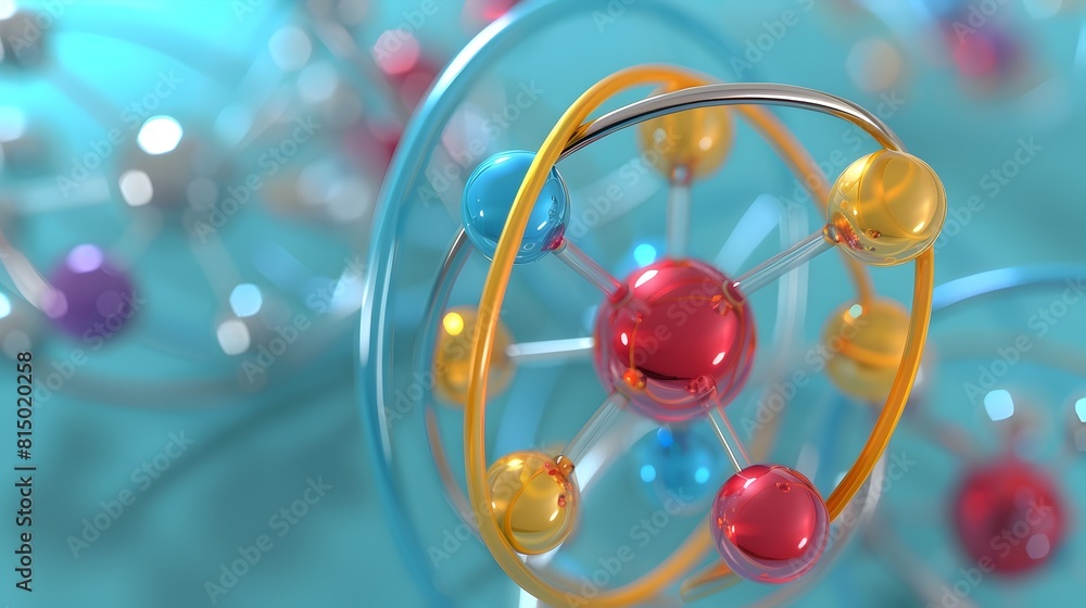 Aufkleber visualizing the electron of halogen atoms in a 3d rendered diagram