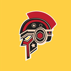 Gladiators Vector Logo Illustration. It's a Roman soldier or spartan, or gladiator helmet logo, this logo try to symbolize a strength, power, and concept of heroic.