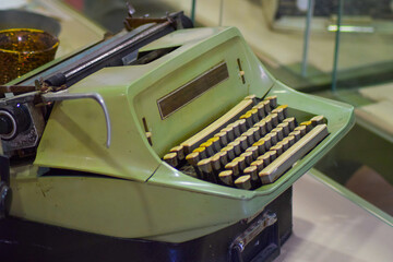 Historical artifact old green typewriter