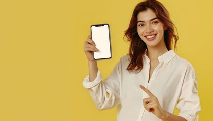 Young Woman Showing Smartphone Screen.