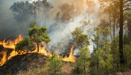 Fototapeta premium burning forest, problem of forest fires