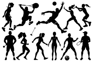 Sports silhouette design solid black color with white background