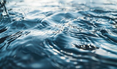 Water surface with splashes, small waves, ripples and rain drops closeup