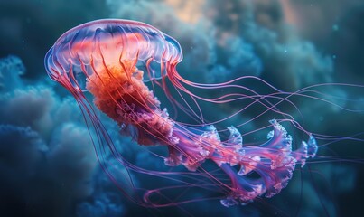 Fototapeta premium Enormous jellyfish drifting in the water