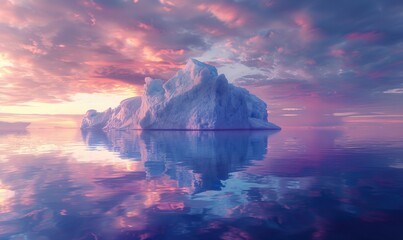 Ice floe and dramatic sky nature background,