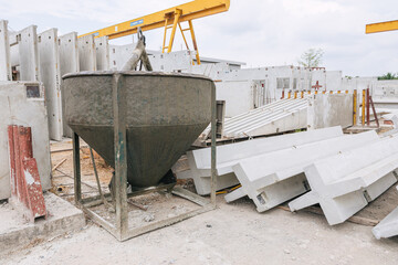 Precast concrete casting manufacturing plant, Cement products large construction site yard business...