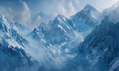 Obraz premium Ice-covered mountain range background