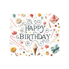 Happy birthday transparent Text background download Free.