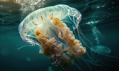Obraz premium Mammoth jellyfish gliding closeup view
