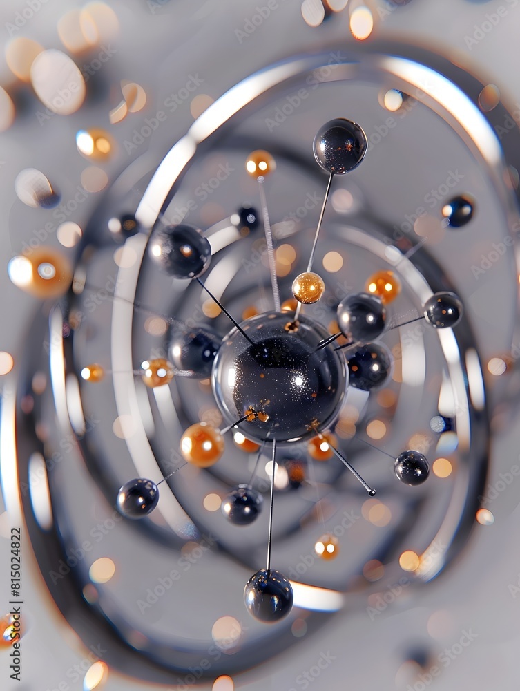 Poster atomically intricate magnetic visualization rendering of electron spin diagram depicting molecular