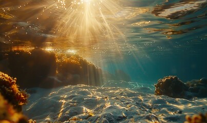 Fototapeta premium Sandy seabed with caustic light